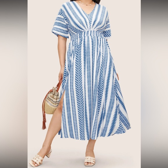 BloomChic Dresses & Skirts - Size 18/20 – BloomChic Blue & White Geo Print Maxi Dress NWT